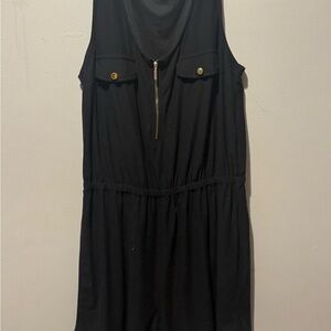 Derek Heart Black Sleeveless Romper with Gold Heart Logo
